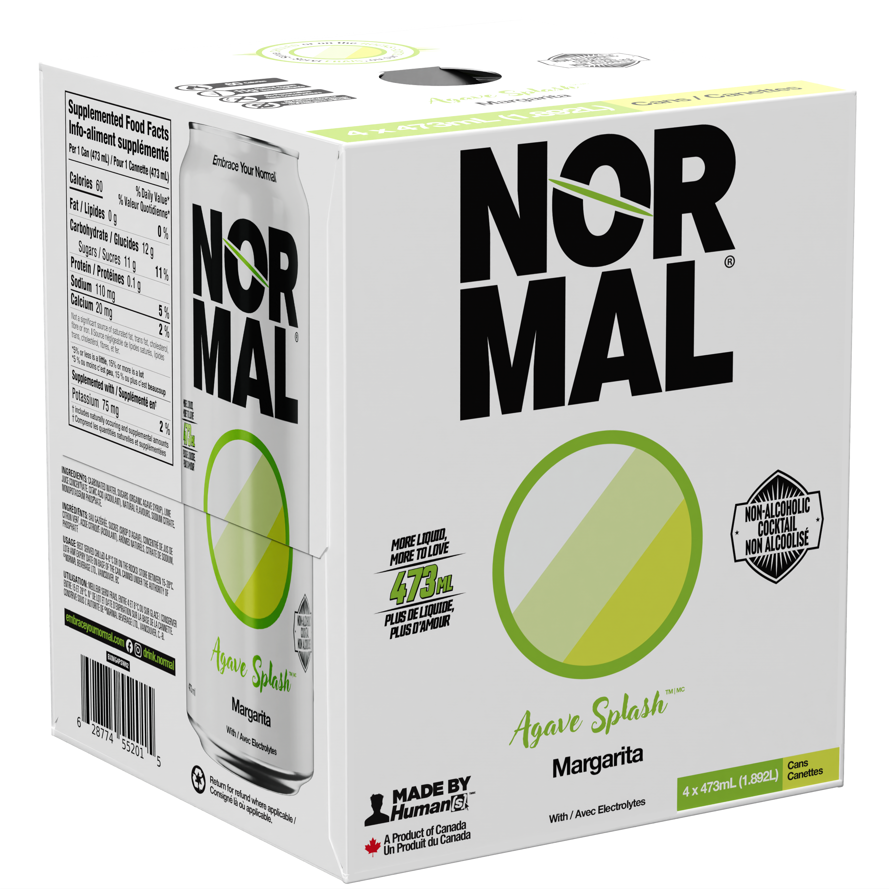 Normal Beverage - Agave Splash Non Alcoholic Margarita Cocktail. 4x473ml 4-Pack