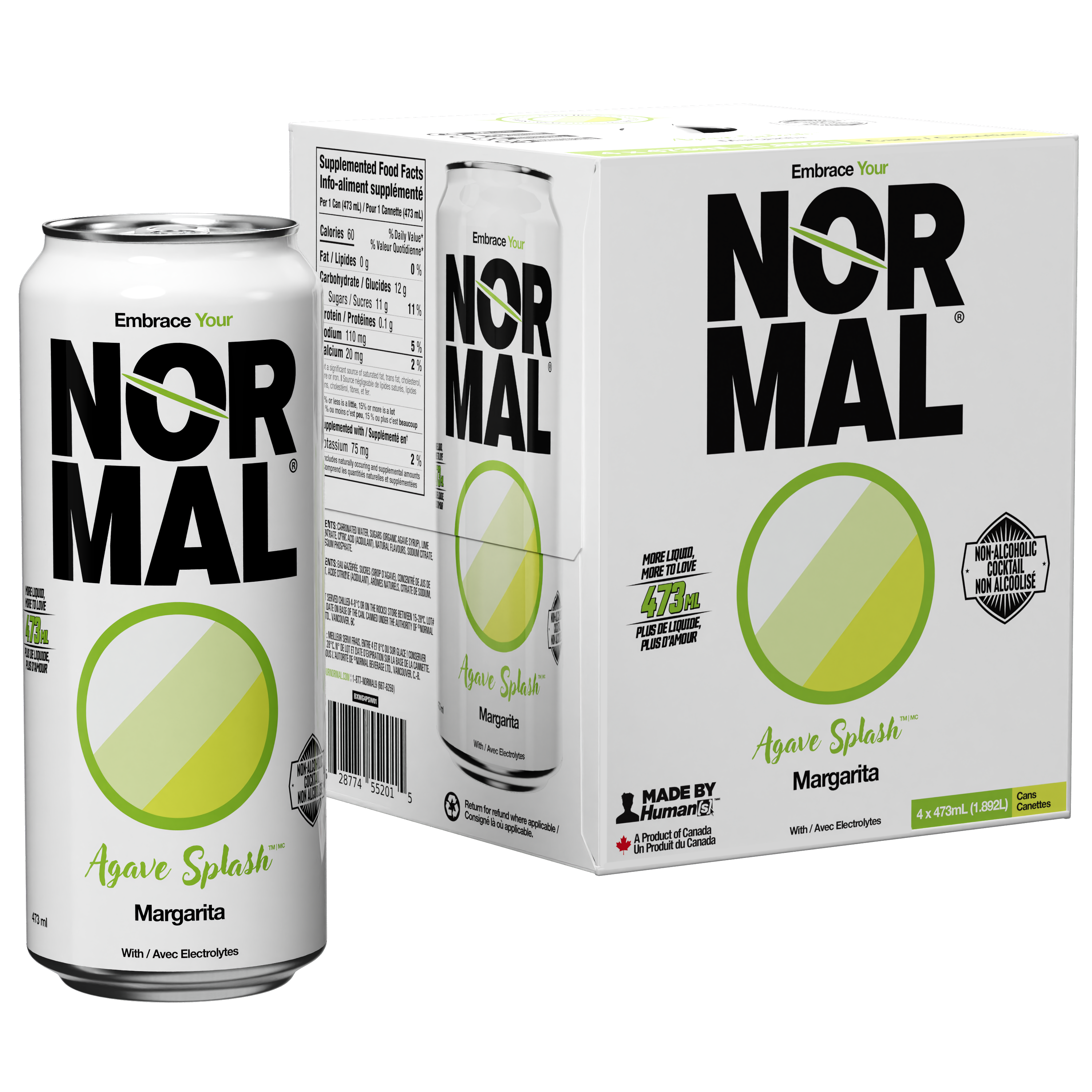 Normal Beverage - Agave Splash Non Alcoholic Margarita Cocktail. 4x473ml 4-Pack