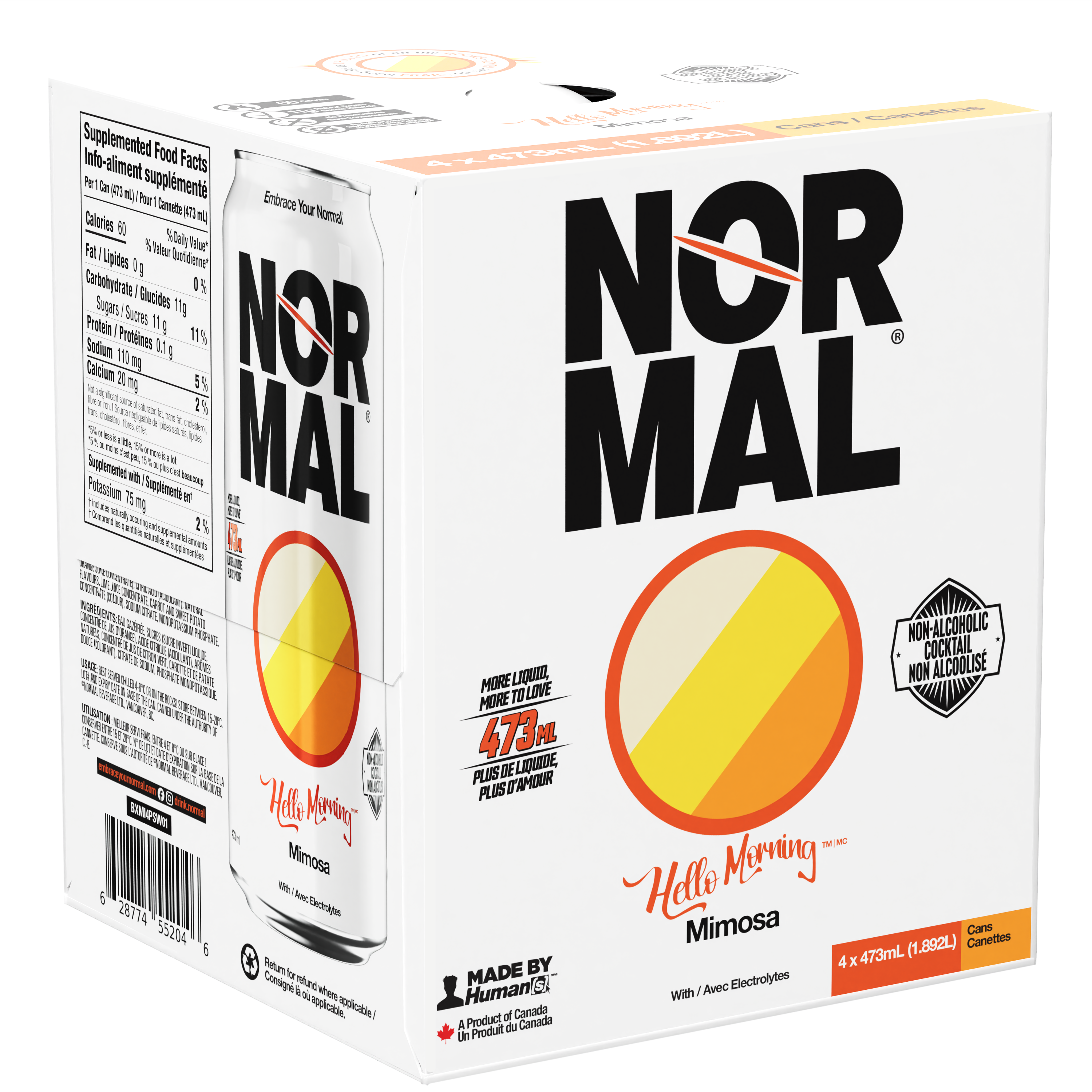 Normal Beverage - Hello Morning Non Alcoholic Mimosa Cocktail. 4x473ml 4-Pack